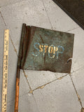 30's railroad track STOP sign flag Sign Clamp on Switch Antique RR 2 sided Decor