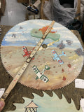 Hand Painted Saw Blade Wall Art Folk Art Vintage Red BAron Airplanes Zepplin ww1