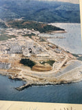 Vtg Aerial Coastal Industrial Harbor Photograph Homaoka Nuclear plant Signatures