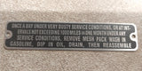 Vtg J Hook Air Cleaner Tag Silver Panhead Knucklehead Flathead UL Linkert