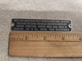 Vtg J Hook Air Cleaner Tag Silver Panhead Knucklehead Flathead UL Linkert