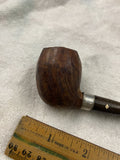 Vintage Carved Wood Tobacco Smoking Pipe Briar Metal Band Spade Inlay Estate
