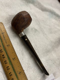Vintage Carved Wood Tobacco Smoking Pipe Briar Metal Band Spade Inlay Estate