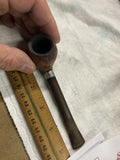 Vintage Carved Wood Tobacco Smoking Pipe Briar Metal Band Spade Inlay Estate
