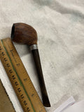 Vintage Carved Wood Tobacco Smoking Pipe Briar Metal Band Spade Inlay Estate