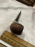 Vintage Carved Wood Tobacco Smoking Pipe Briar Metal Band Spade Inlay Estate