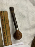 Vintage Carved Wood Tobacco Smoking Pipe Briar Metal Band Spade Inlay Estate