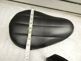 Leather Tuck Roll Solo Seat Custom Chopper Bobber Harley Honda Bates Ribbed Blac