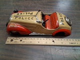 Vintage Distler D-3150 Tin Wind Up Police Car Germany As-Is PARTS MISSING WHEEL