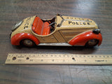 Vintage Distler D-3150 Tin Wind Up Police Car Germany As-Is PARTS MISSING WHEEL