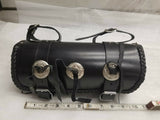Leather Tool Roll Fork Bag Harley Honda Motorcycle 11x5 Conchos Sportster Vulcan