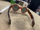 1960s Vintage Novelty Sunglasses Round Faux Tortoiseshell Green Lenses Classy