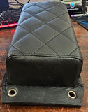 Black Leather Diamond Stitch P Pad Passenger Seat Harley chopper Bobber Motorcyc