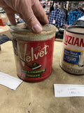 Vintage Velvet Tobacco Canister Rustic Metal Pipe Cigarette Storage Box Tin Can