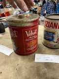 Vintage Velvet Tobacco Canister Rustic Metal Pipe Cigarette Storage Box Tin Can