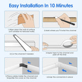 Yecaye 125in Cord Hider, Large White Cable Cover for Wall, TV Wire Management