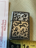 Vintage Zippo Marlboro Black Silver Storming Scroll Lighter 2003 Rare Collectibl