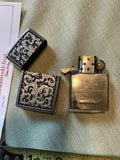 Vintage Zippo Marlboro Black Silver Storming Scroll Lighter 2003 Rare Collectibl