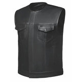 Runner Men's black SOA Club Style Leather Motorcycle Vest