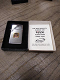Vtg NOS 1980 Zippo Slim Cigarette Lighter Polished Chrome Altech 30 Year Award!