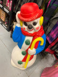 Vtg Empire 33” Frosty Snowman Blow Mold Christmas Light up Yard Decor Clown Hobo