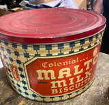 1920's malto milk Colonial biscuit tin Can Pittsburgh Pa Collectible Rare Vtg!