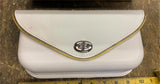 White Windshield Pouch Bag Gold Trim Harley Vtg Panhead Shovelhead FLH Replica!