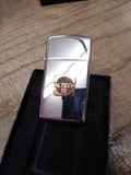 Vtg NOS 1980 Zippo Slim Cigarette Lighter Polished Chrome Altech 30 Year Award!