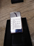 Vtg NOS 1980 Zippo Slim Cigarette Lighter Polished Chrome Altech 30 Year Award!