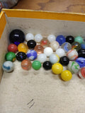 Vtg 40+ Piece Glass Marble Lot Shooters Swirls Cats Eye Vitro Agate and More #17
