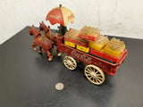 Cast Iron Coca-Cola Two[2] Horse Drawn Wagon W/ Umbrella Crates & Bottles Rare!