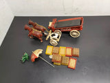 Cast Iron Coca-Cola Two[2] Horse Drawn Wagon W/ Umbrella Crates & Bottles Rare!