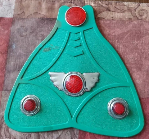 Vtg Harley Indian Deco Mudflap Knucklehead Panhead Green Jewels Motorcycle Acc