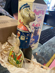 1935 Vtg Marx Tin Lithograph Windup Toy “Walking Popeye Sailor Parrot Cage Box!
