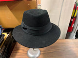 VTG Made in USA 100% Wool Black Fedora Mens sz 7 Dress Hat Cap Gangster Movie Pr