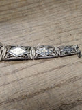 WW2 1943 U.S. Merchant Marine Charm Silver Filigree Sweetheart Bracelet Striking