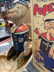 1935 Vtg Marx Tin Lithograph Windup Toy “Walking Popeye Sailor Parrot Cage Box!