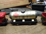 Vtg Marx O Gauge Train Set Steam Locomotive Tender 3 Cars Lights Work Runs Good