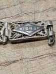 WW2 1943 U.S. Merchant Marine Charm Silver Filigree Sweetheart Bracelet Striking