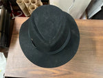 VTG Made in USA 100% Wool Black Fedora Mens sz 7 Dress Hat Cap Gangster Movie Pr