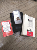 Vtg NOS 1980 Zippo Slim Cigarette Lighter Polished Chrome Altech 30 Year Award!