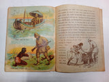 Antique 1900 Father Tuck Robinson Crusoe Untearable Linen Childrens Book As-Is