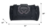 Textile Travel Duffel Bag with Gray Skull Design 11 X 20 X 12