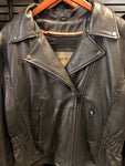 Large Womens UNIK Ultra Black Heavy Leather Jacket Braided