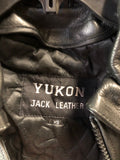 XS Womens YUKON JACK Black Heavy Leather Jacket w/ Fringe, Zip out Liner & Conce