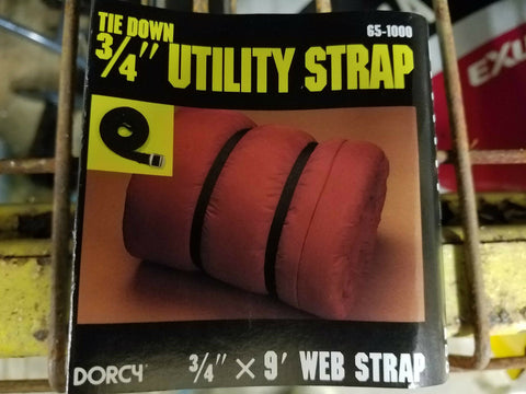 3/4" x 9' Utility Strap Tie Down Cargo Web Industrial Strength 65-1000