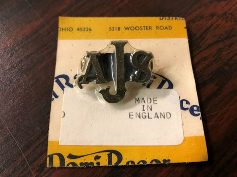 Vintage "AJS" Motorcycle Pin Badge NOS 70's NIP