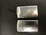 2 VINTAGE ZIPPO SLIM LIGHTERS 1962 1975 STRIPES PLAIN TOBACCIANA MOVIE SET