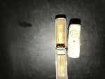 2 VINTAGE ZIPPO SLIM LIGHTERS 1962 1975 STRIPES PLAIN TOBACCIANA MOVIE SET