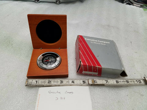 Executive strategic energy Institute compass Desk Wooden Box Case Chrome NEW!